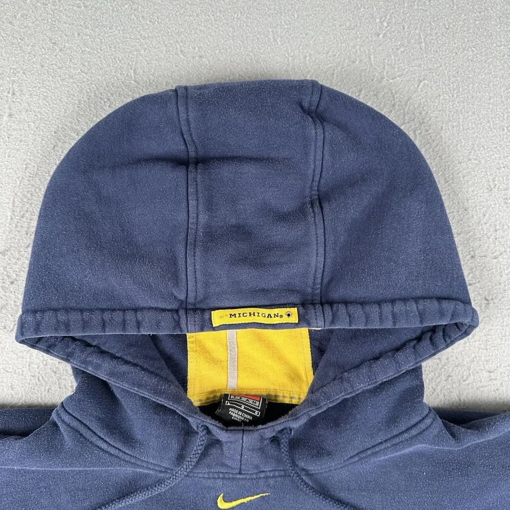 Vtg‎ Nike Michigan University Hoodie Men's Large Navy Blue Center Check Pullover